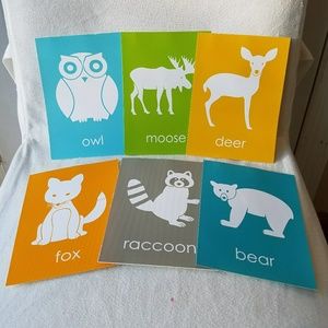 Set of 6 Woodland Animal Prints, size 5x7 inches